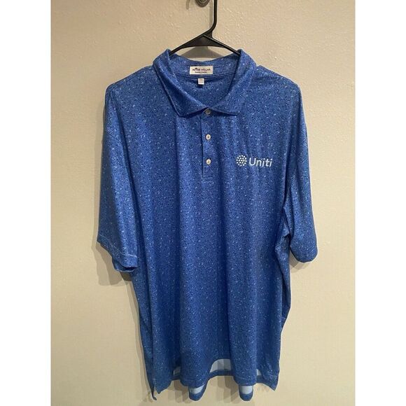 Peter Millar Mens XXL Summer Comfort Football Print Pattern All Over Blue - Picture 2 of 9